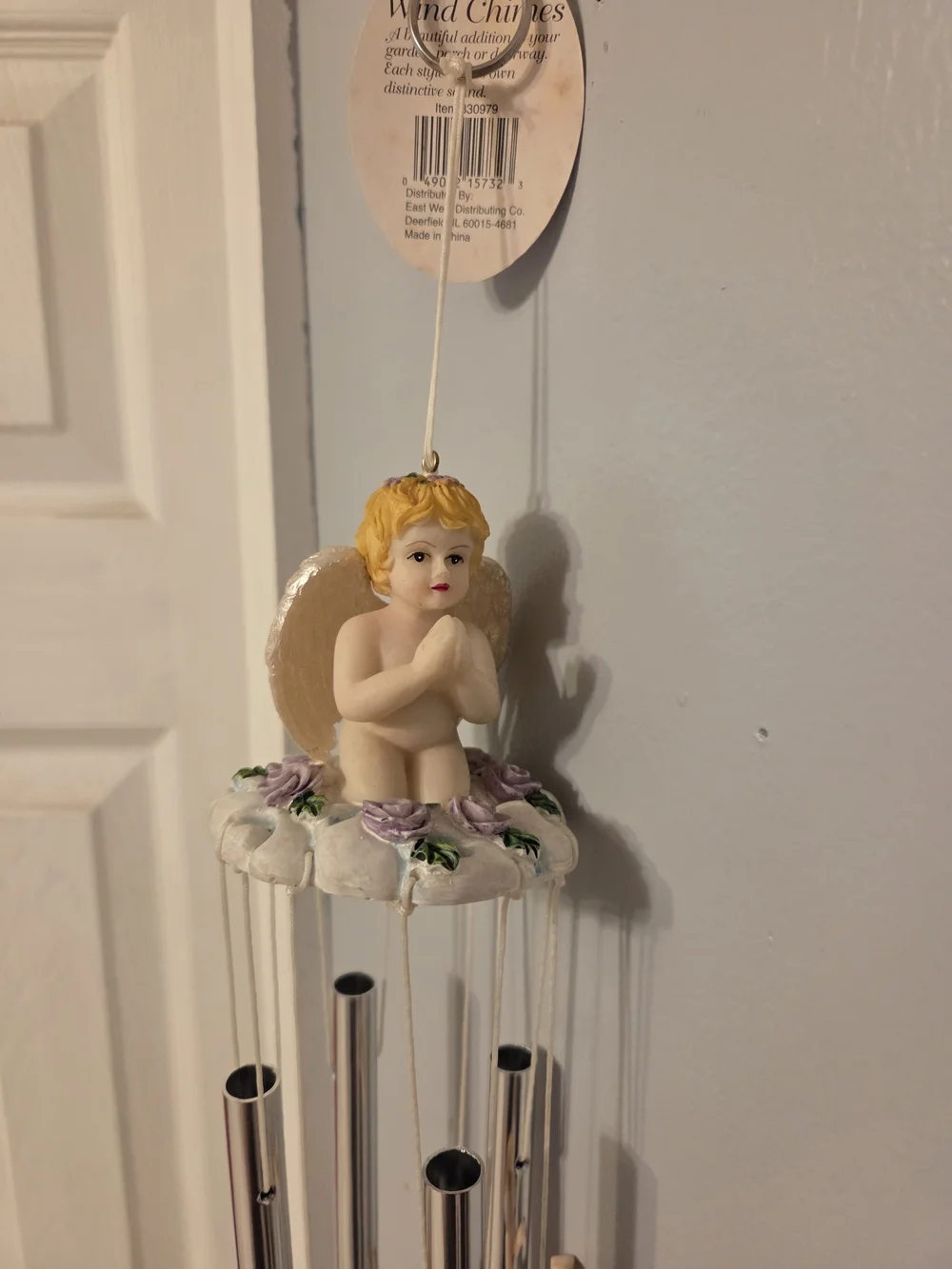 Angel Wind Chime Wall Hanging - Cream & Gold